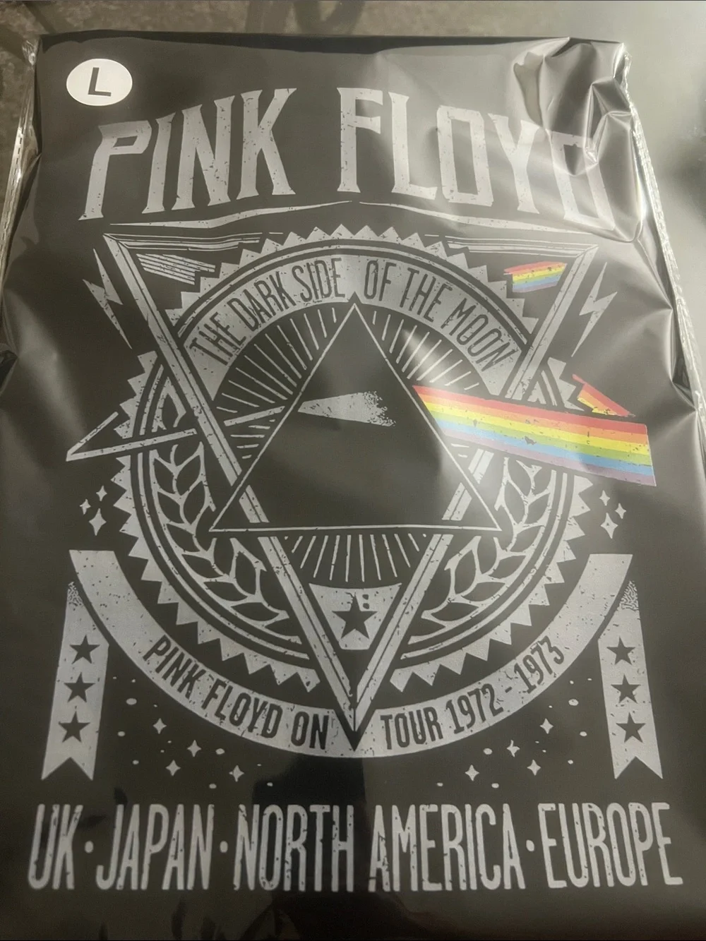 Pink Floyd Black Tee with Rainbow Prism Accent - Picture 3 of 3
